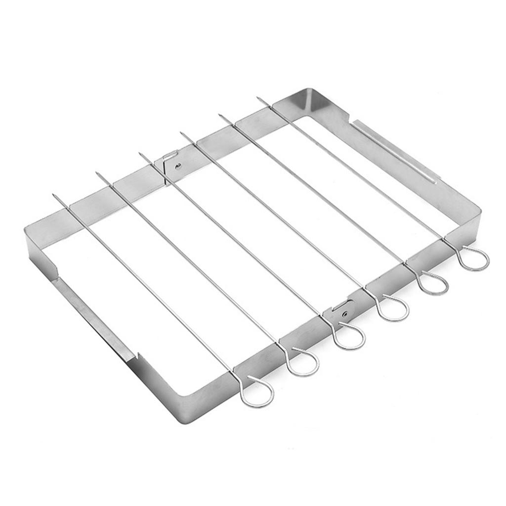 Stainless Steel BBQ Skewer Rack Universal Kebab Stand Foldable Rotating Skewer Holder for Kitchen Patio Outdoor Camping BBQ Tool