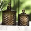 Retro Green Glass Storage Tank Nordic Home Decoration Jewelry Box Cotton Storage Tank Cotton Swab Box Decorative Ornaments