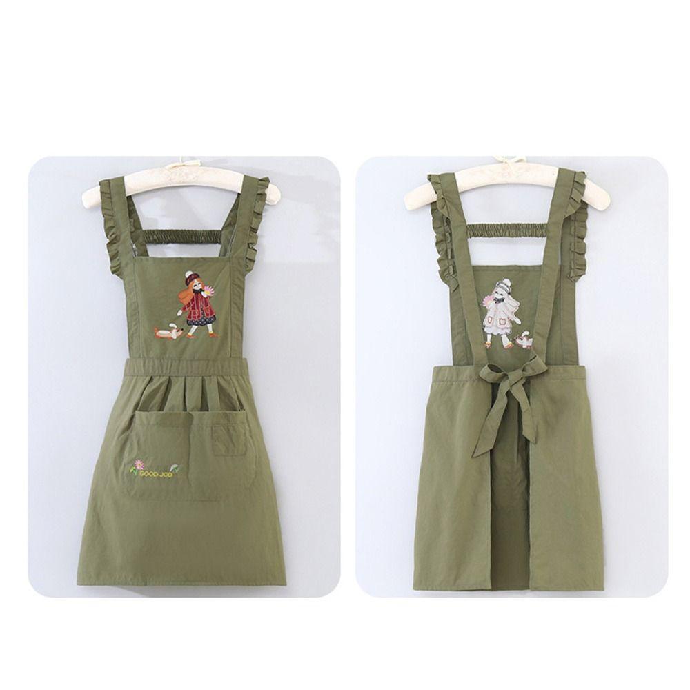 Cartoon Kitchen Apron Princess Style Anti-fouling Cooking Baking Bibs Cross Back Waterproof Restaurant Uniform for Women