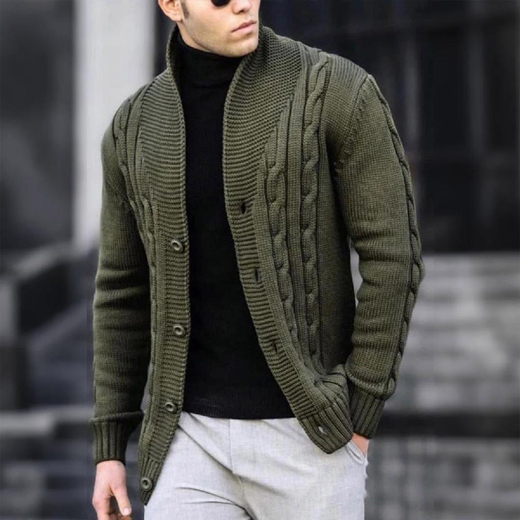 Giacca Calda Casual da Uomo Maglione Cardigan in Maglia Giacca da Uomo a Maniche Lunghe con Cerniera e Cavo