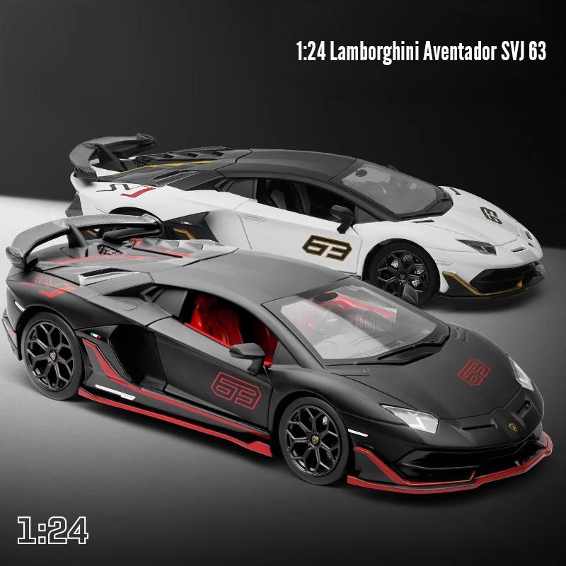

1:24 Lamborghini Aventador SVJ63 модель автомобиля из сплава, игрушечный автомобиль, литье под давлением, звук и свет, автомобильные игрушки для детей, автомобиль