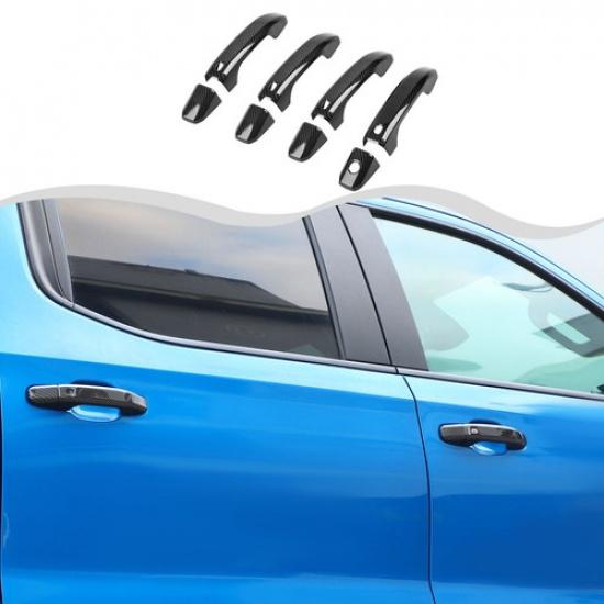 For Chevy Silverado Suburban Sierra 20+Carbon Fiber Door Handle Bezel Cover Trim