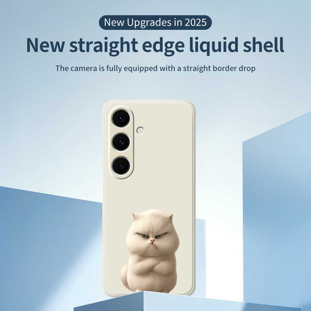 For Samsung Galaxy S24 FE Case Angry Cat Pattern Printing Straight Edge TPU Phone Back Cover