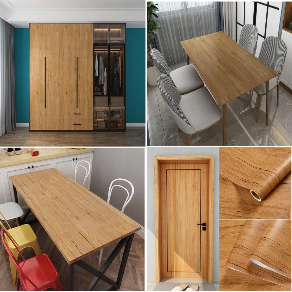 80Cm Vinyl Water-Repellent Wood Grain 3D Decals For Wardrobe Cupboard Table Closet Furniture Pvc Self Adhesive Wall Cover Home Decor