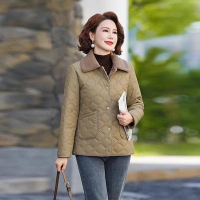 Mutter Winter PU Leder Steppjacke, Western-Stil Mode Steppjacke, Mittelalterliche und ältere Plus Samt Warme Steppjacke, Damen