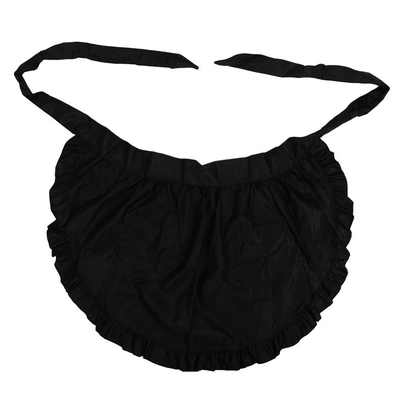 Beautiful Maid Apro Woman Half Waist Cooking Kitchen Black White Lolita Maid European Style Ruffled Cute Pockets Aprons