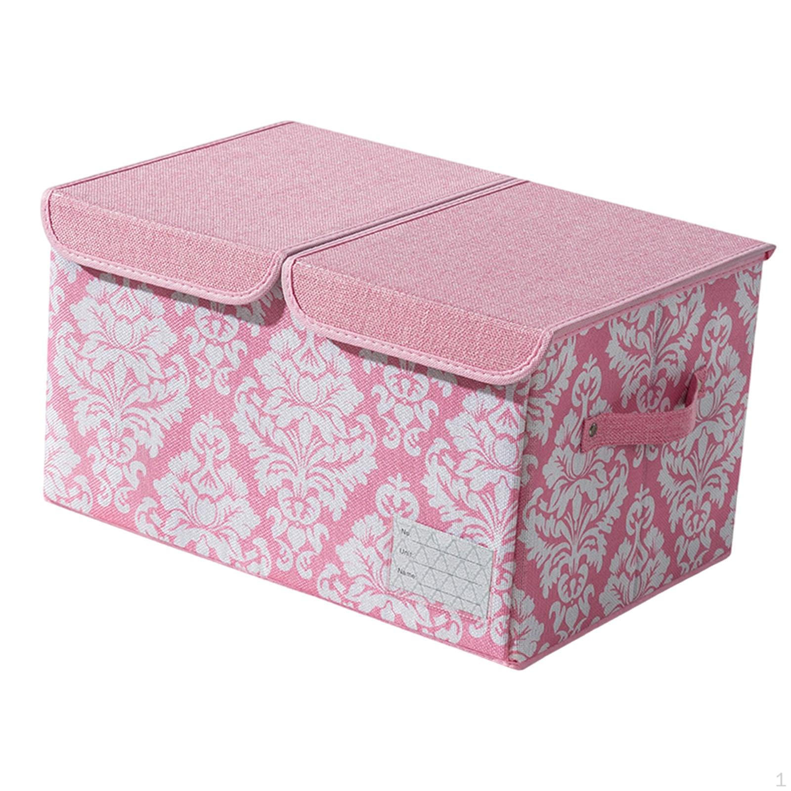 

Складной ящик для хранения с крышками Органайзер для шкафа Пустая этикетка Многоцелевой для одежды pink