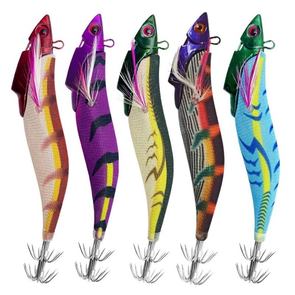 39g Weight Wooden Fishing Lure 13.4cm Length Shrimp Squid Lure Glow Fishing Lure Saltwater Fishing