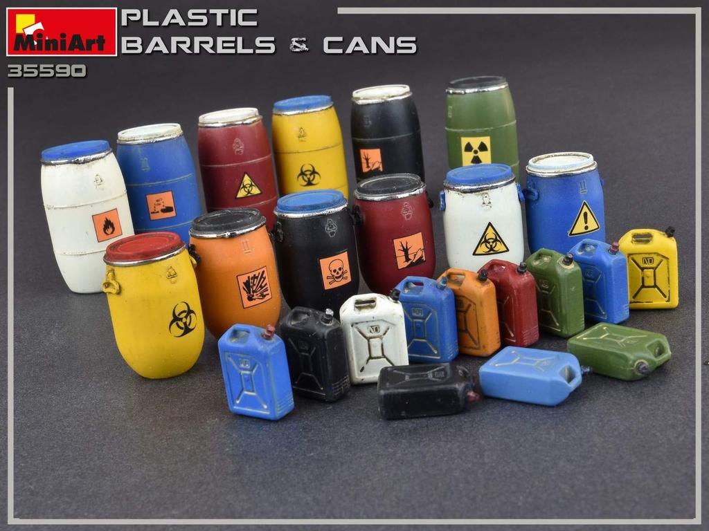 Miniart Plastic Barrel Can Set Plastic Model MA35590 1/35 &