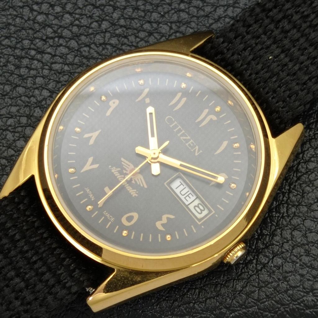 AUTOMATIC VINTAGE REFURBISHED CITIZEN 8200 JAPAN MENS BLACK DIAL WATCH A436311-2 R128-a436311