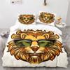 Lion Duvet Cover Set Cartoon Pattern Wild Animal Lion Cute Style Full Size Bedding Set Polyester Comforter Cover With Pillowcase