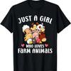 Just A Girl Who Loves Farm Animals - Country Women Cow Sheep T-Shirt