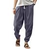 Men's Casual Nine-point Pants Cotton Hemp Loose Drawstring Leg Summer Nine-point Pants