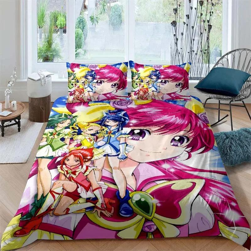 Go! Princess PreCure Anime-Themed Bedding Set Duvet Cover Bed Set Quilt Cover Pillowcase Comforter King Queen Size Boys Adult