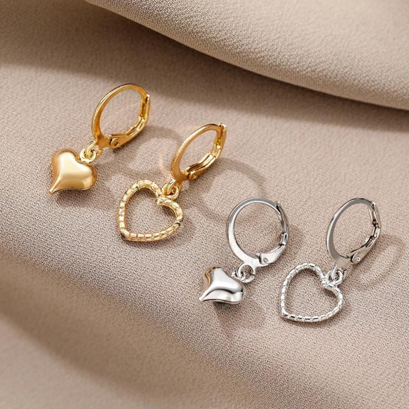 Gold Plated Hoop Earrings For Women Hypoallergenic Dainty Gold Heart Huggie Drop Dangle Earrings Jewelry Gift