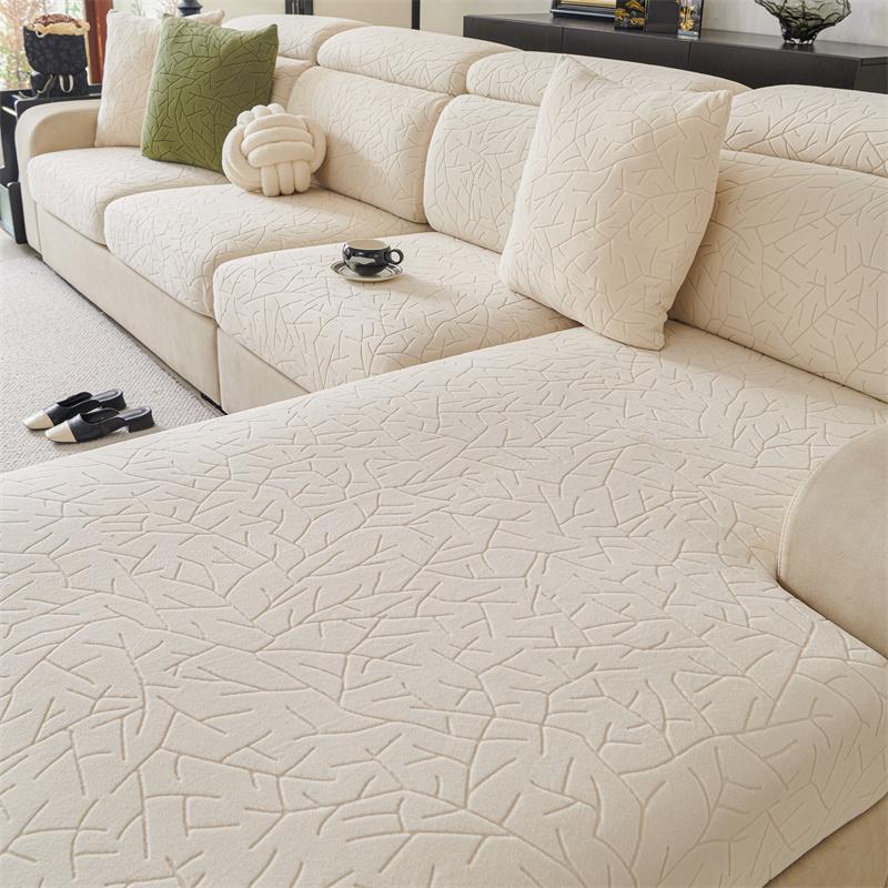 Branch Polar Fleece Jacquard Sofa Cover Cloth Cover Dustproof And Wear-Resistant Cushion Cover All-Inclusive Elastic Cushion Cover Modern Simple Tower