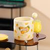 New High Value Fruit Mug with Lid Spoon Cute Ceramic Water Cup Office Home Coffee Cup