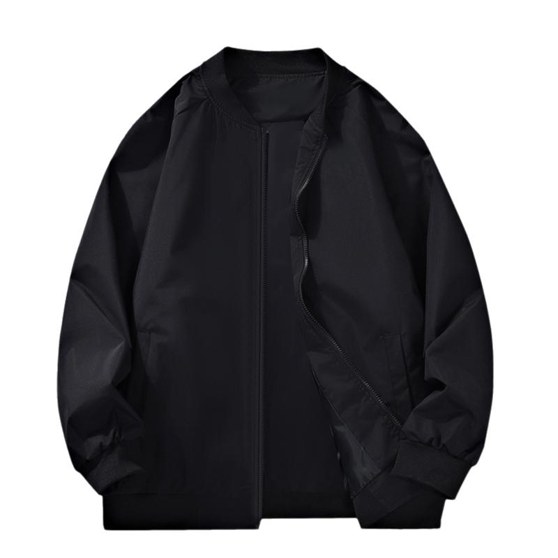 

Новая куртка Американская куртка Топ Ретро куртка Мужская Однотонная бейсбольная форма Куртка пилота M чёрный