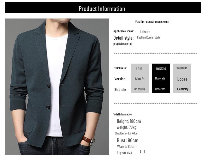 Men's Romon Knit Cardigan Coat, Trendy Spring & Autumn 2025 Outerwear Sweater Suit