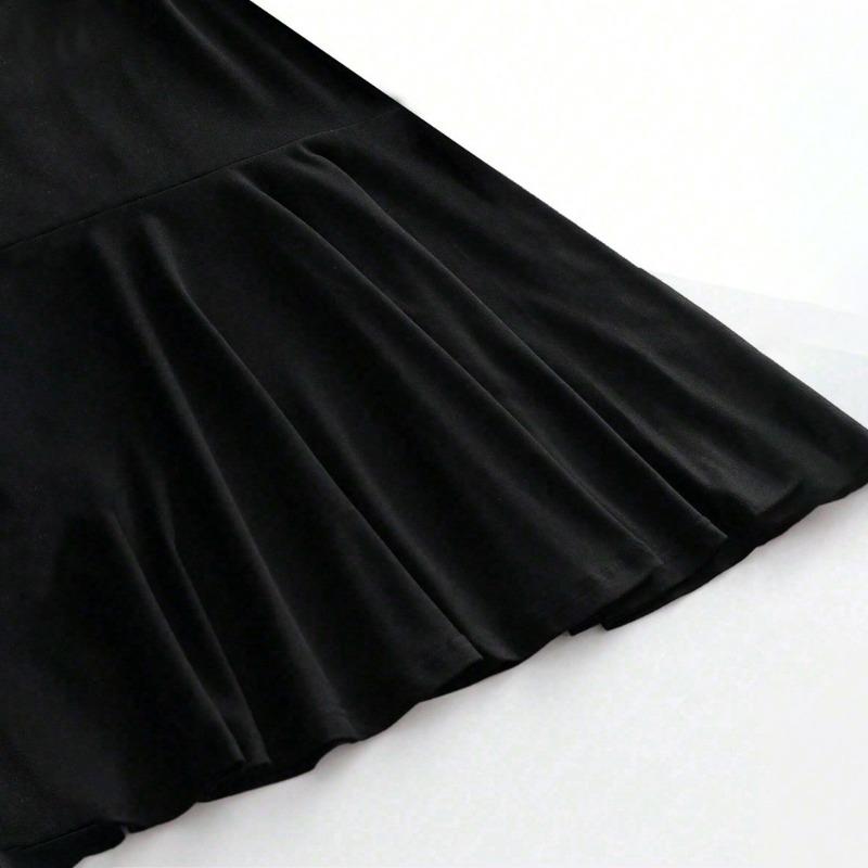 Women Sexy Off Shoulder High Waist Solid Short Pleated A Line Casual Dress