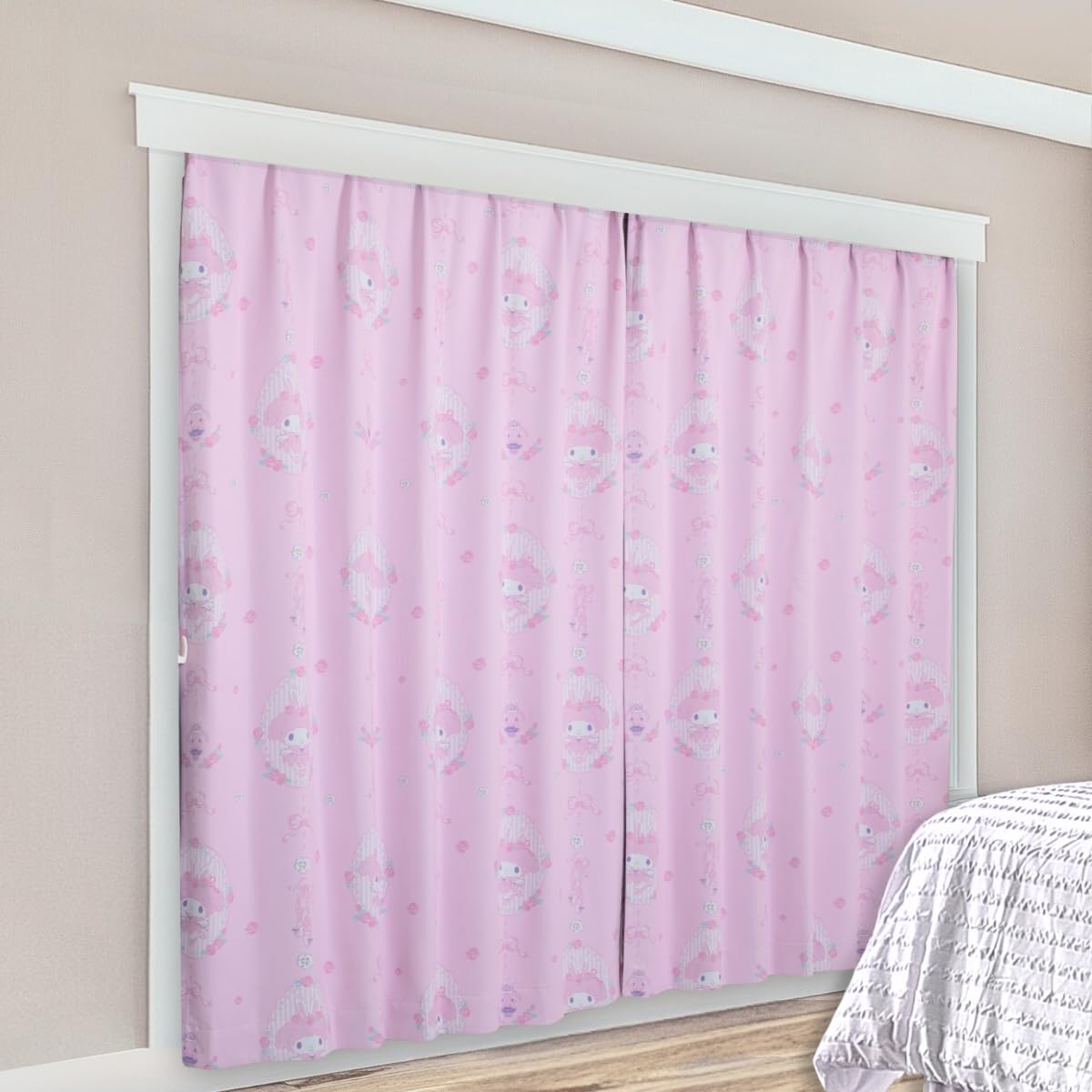 

Sanrio My Melody Level 2 Blackout and Heat-Resistant Curtains, 100cm x 135cm, Set of 2, Washable, Character SB-691-S