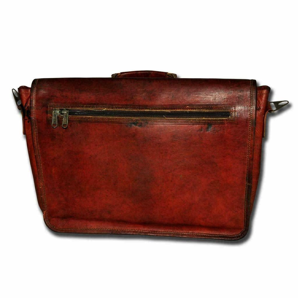 Briefcase Bag Vintage Men's Genuine 18" Inch Leather Messenger Shoulders Laptop