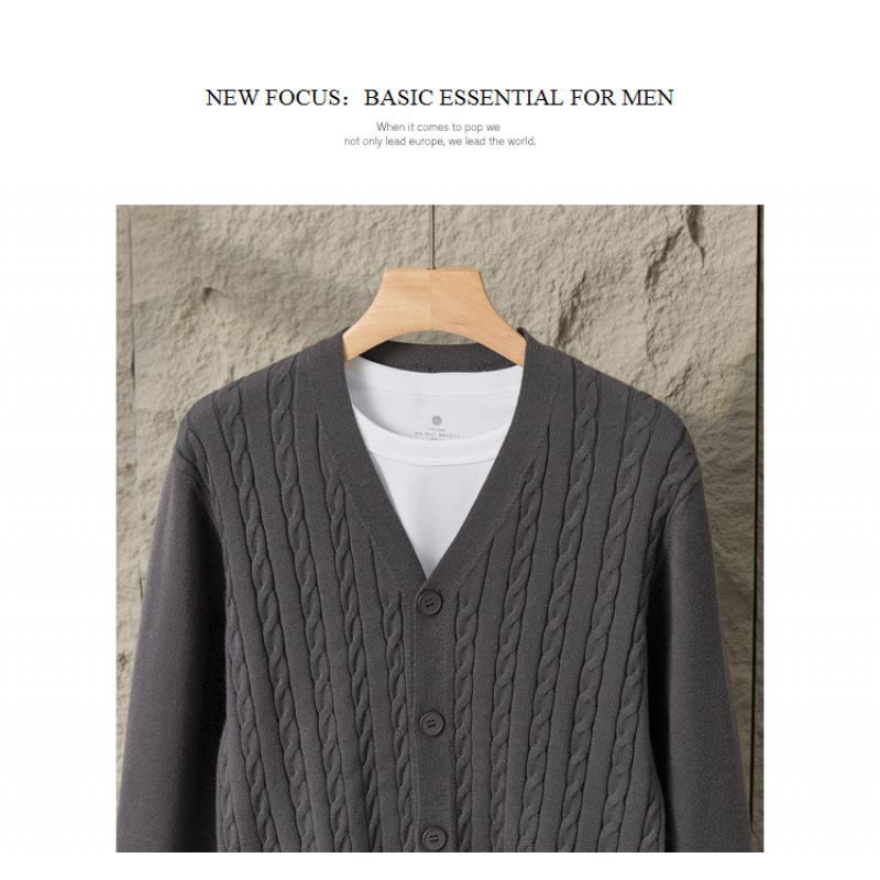 2025 Autumn/Winter Men's Casual Korean Style V-Neck Cardigan Sweater