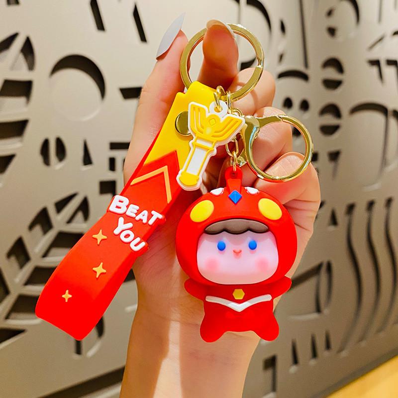 Charming Keychain Silicone With Cartoon Superhero And Monster Design