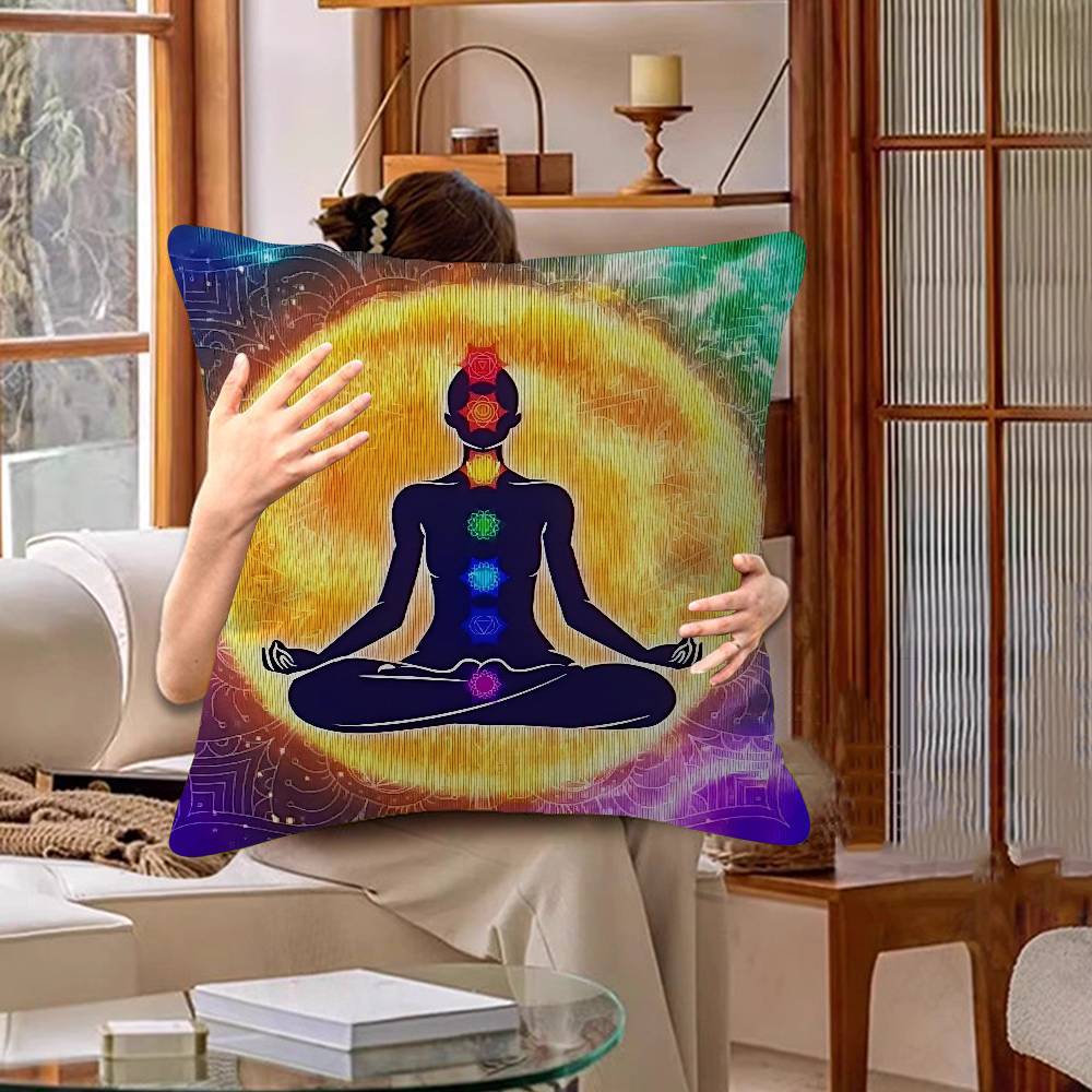 Meditation Seven Chakra Pillow Gift Home Office Decoration Bedroom Sofa Car Cushion Cover Case 45X45