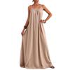European Style Summer Fashion Elegant Solid Color Spaghetti Strap Maxi Dress