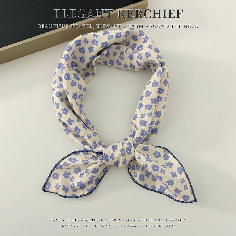 

Cherry Cotton Linen Print Scarves Flower Square Handkerchief Small Square Scarf Scarf Accessories Style 10