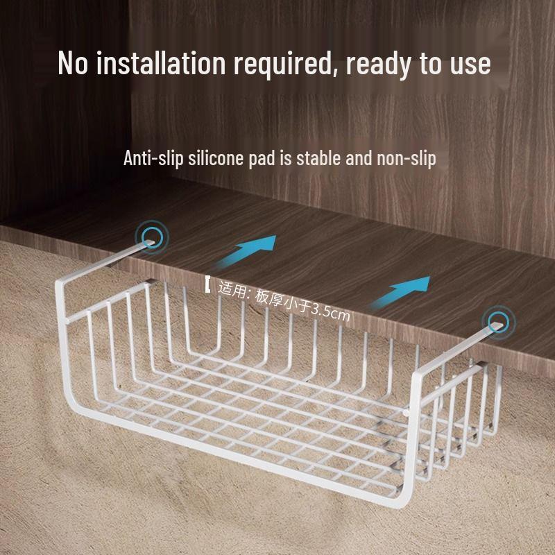 Under Cabinet Hanging Kitchen Storage Rack with Tiered Baskets for Spices and Organization