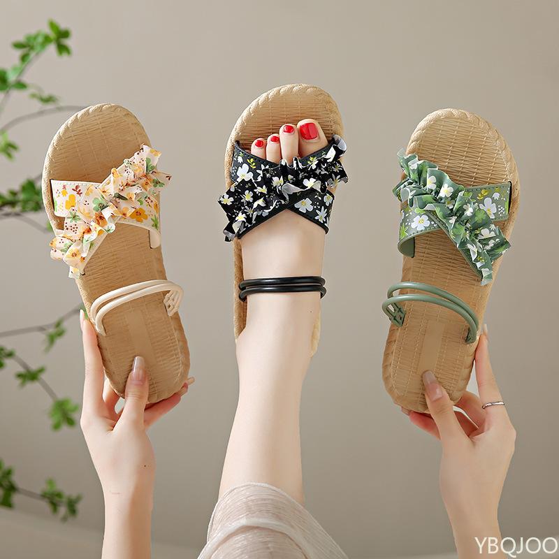 Fashion 2025 New Broken Floral Slippers Women Summer Outdoor Versatile Flats Ladies Non Slip Comfort Sandals Fashion Beach Shoes Zapatos
