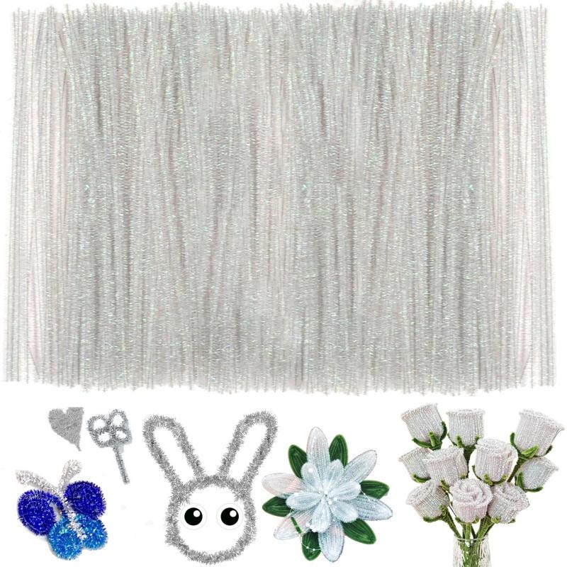 

100pcs Glitter Pipe Cleaners, Multi-colored Pipe Cleaners Craft Supplies, 10 Colors Chenille Stems for DIY Arts Crafts Project