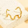 European & American INS Style Geometric Curve Stainless Steel C-Shaped Open Bangle Women's Jewelry.