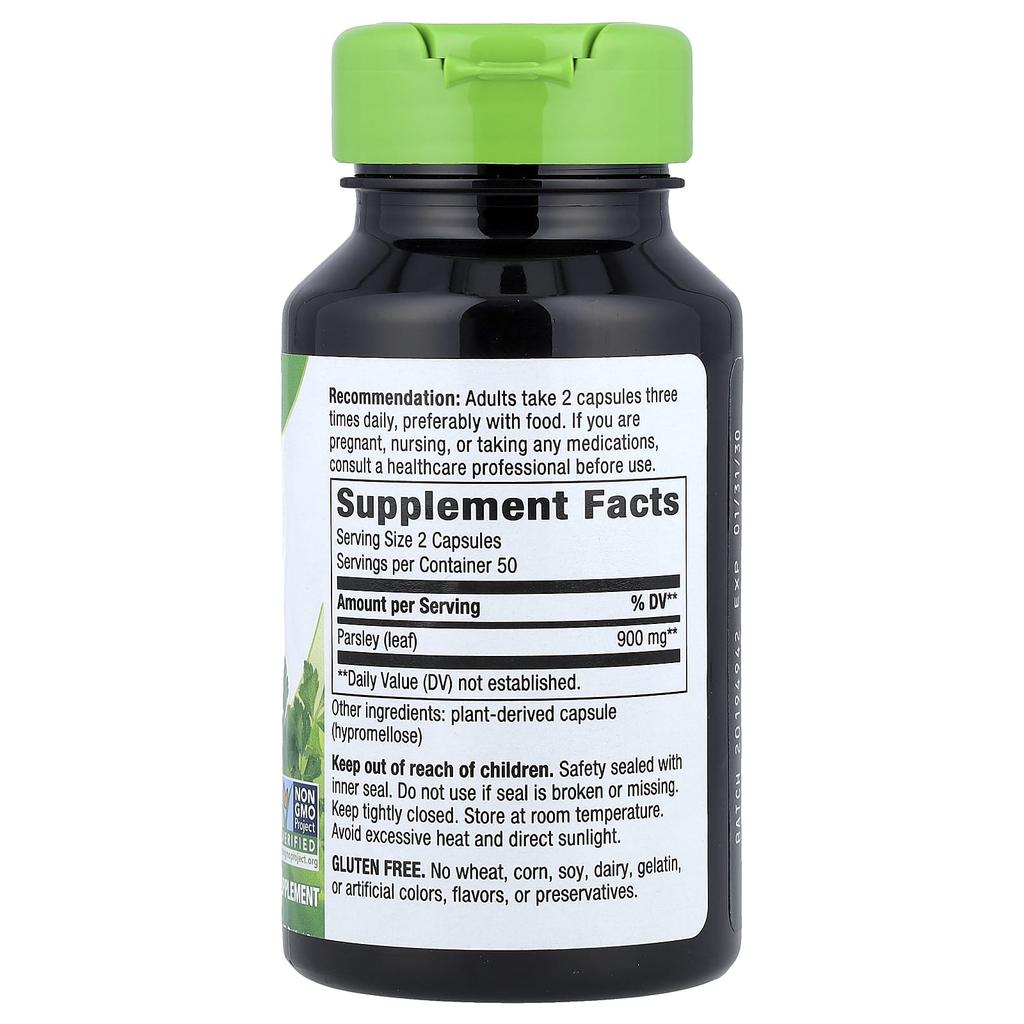 Nature's Way Petrželová nať, Zeleninové kapsle, 100 kapslí (450 mg na kapsli)