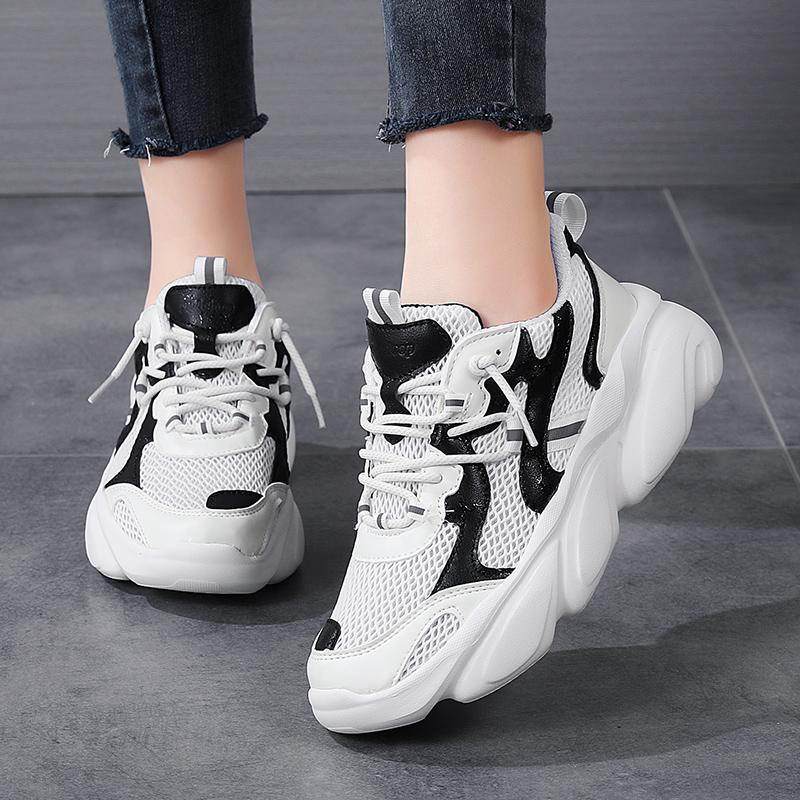 

Летняя женская спортивная обувь, мужские кроссовки, обувь для влюбленных, повседневная дышащая унисекс, спортивная обувь на толстой подошве, большие размеры EU: 36 чёрный