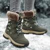 Women Winter Plus Velvet Camouflage Snow Boots Casual PU Canvas Lace Up Warm Outdoor Cotton Shoes Large High Top Thick Anti Slip Shoe