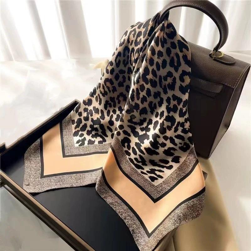 Women's Korean Style Retro Printed Imitation Silk Scarf for Professional and Casual Use