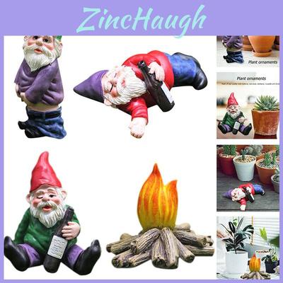 Set Of 4pcs Miniature Naughty Gnome Statues For Whimsical Garden Decor And Fun