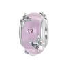 WOSTU 925 Silver Transparent Pink Glass Butterfly Charm Insect Flower Murano Beads Bracelet & Bangle Jewelry Gift