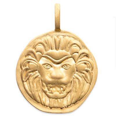 [Q6276] - Gold Plated Pendant 'Cléopatra' Matte Gold (lion) - 20 Mm