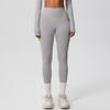 Womens High-Waisted Sports Leggings Solid Color Quick-Dry Double-Sided Brushed Yoga Running Fitness