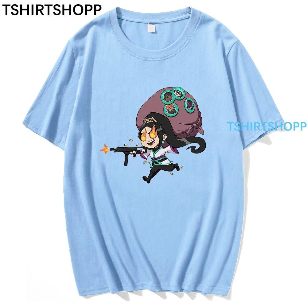 Tričko Anime Valorant Komorní Unisex Letní topy Sage Ženy Jarní Podzim Tričko Hip Hop Trička Harajuku Tričko Bavlněné oblečení