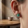 6xFly Stud Earrings Translucent FlyshapedShaped Detailed Ear Black