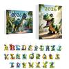 Creative Christmas Stocking Stuffers 26 Letters Cartoon Dinosaur Advent Calendar, 2D Acrylic Dino Figures Countdown Calendar with Pendants Ornaments,