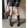 3,5CM Nische cool gutaussehend aber Kniestiefel 2025 Herbst und Winter neu eckige Zehen dicker Absatz Schnür-Ritterstiefel Damen