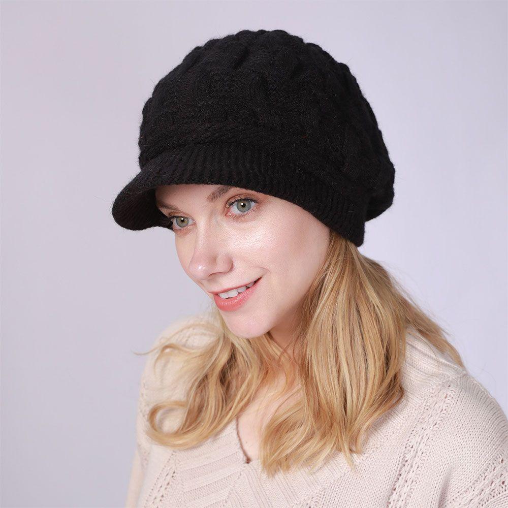Casual Rabbit Hair Warm Knitted Beret Hat Beanie Cap Peaked Hat