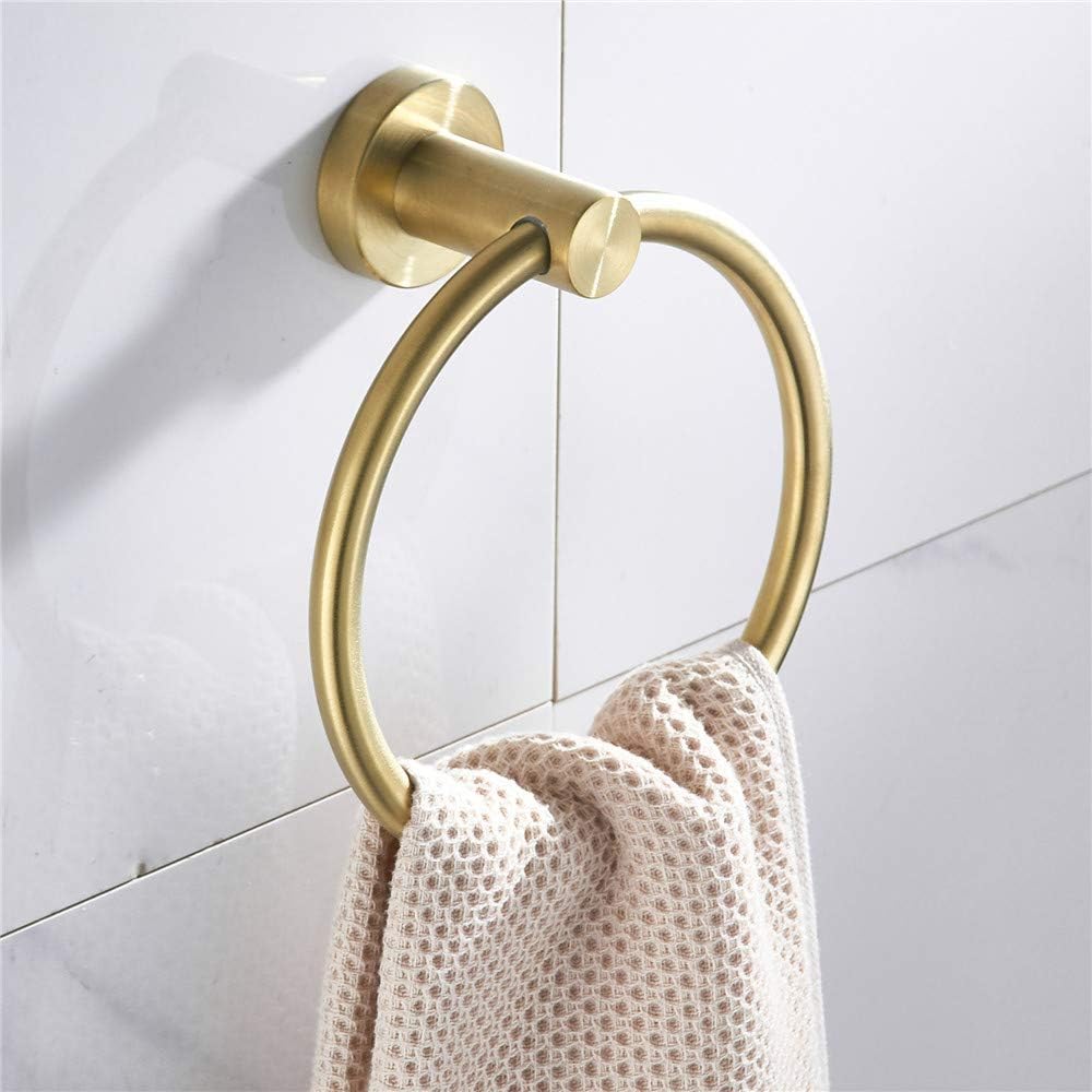 Toilet Paper Holder Towel Ring Brushed Gold Bathroom Hardware Hand Towel Holder Bathroom Accessories Set Wall Mount Stainless Steel 2 Pieces