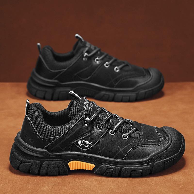 

Leather outdoor hiking shoes autumn retro round head thick sole heightening leisure sports work labor insurance shoes men s shoes 39